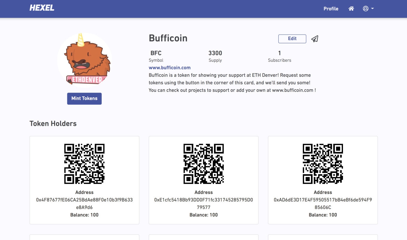 hexel lets you create ethereum community tokens